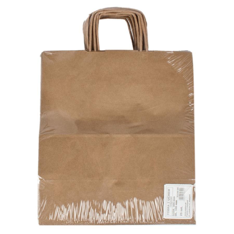 BOLSA PAPEL ASAS TORCIDAS 305X340 GRIS 25 UDS PAPPYRUS PAPYRUS